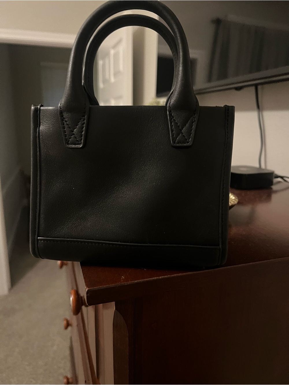 Structured Mini Top-Handle Bag in Black